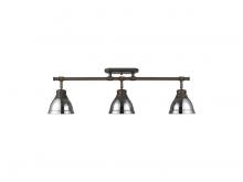  3602-3SF RBZ-CH - Duncan 3-Light Semi-Flush - Track Light in Rubbed Bronze with Chrome